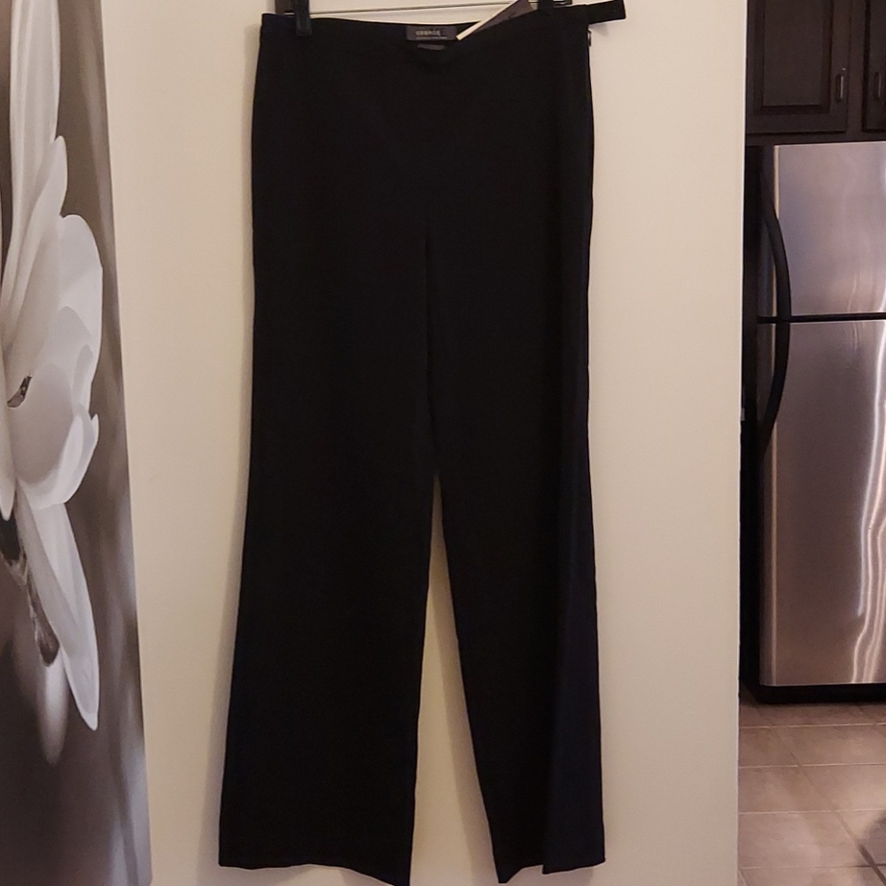 Black Crepe Wide leg Pants with Side Zip
